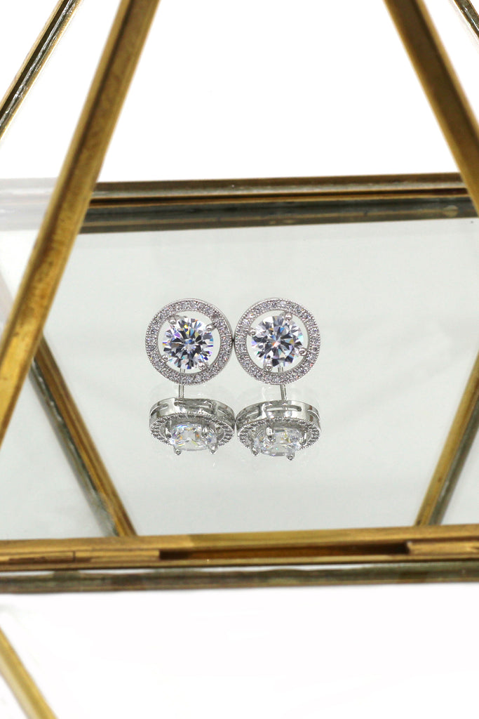 four claw pierced crystal earrings