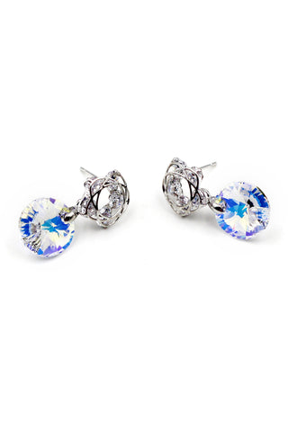 sweet crystal ball shell flowers earrings