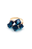 Noble square crystal gold ring set