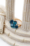 Noble square crystal gold ring set