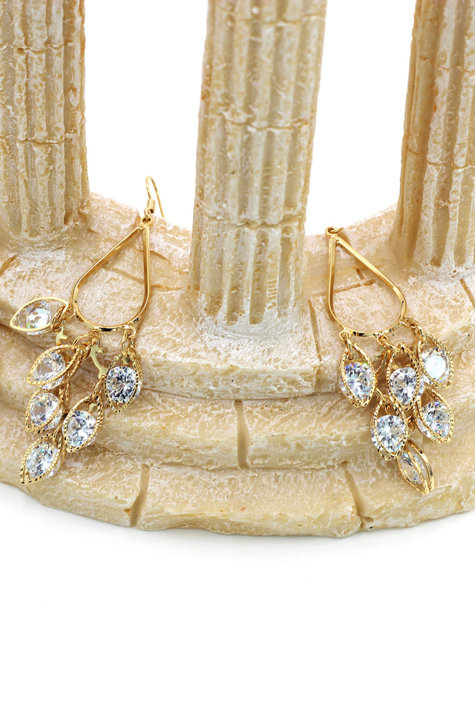 shining golden pendant crystal earrings