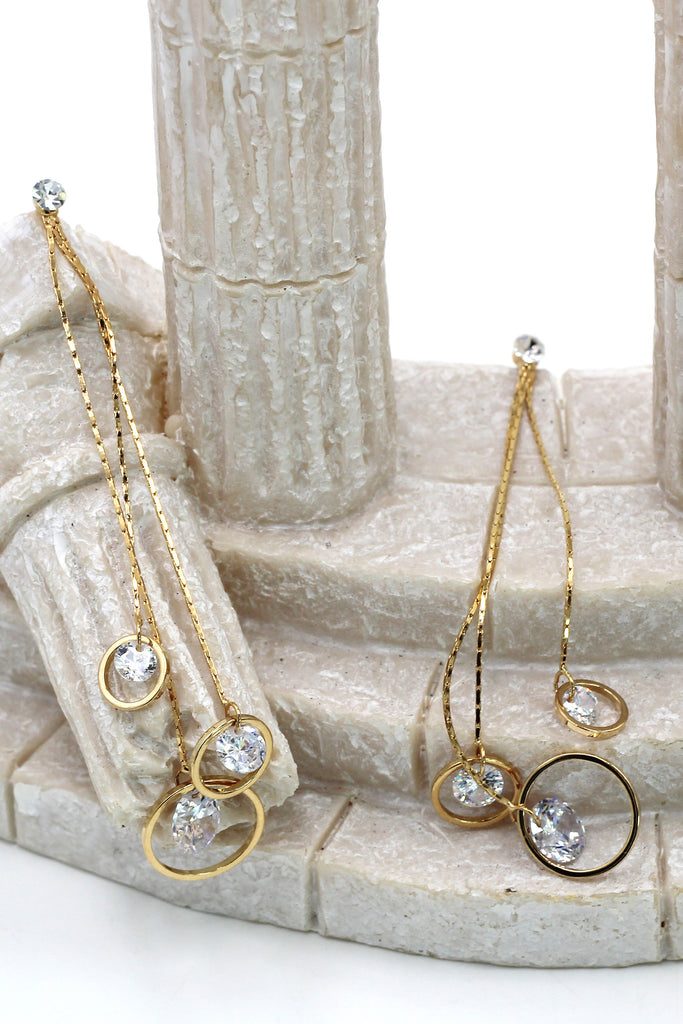 temperament tassel pendant crystal gold earrings