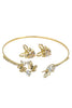 golden butterfly crystal bangle earrings set