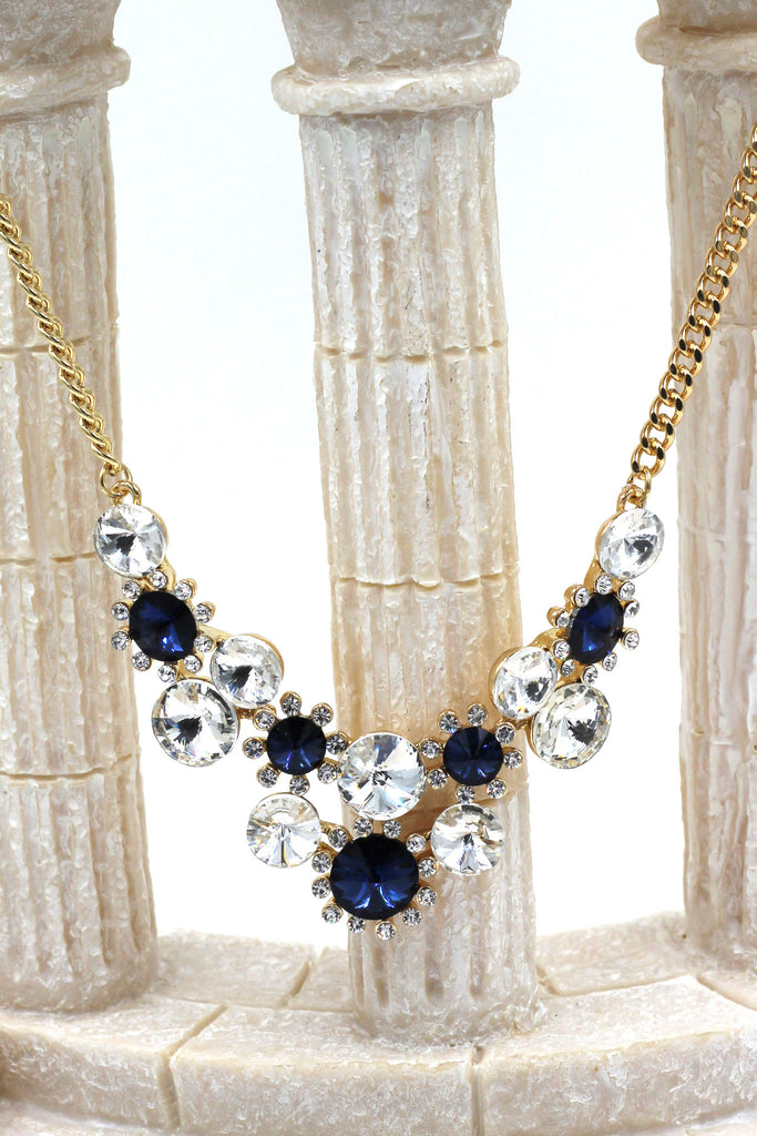 fashion circle crystal golden necklace earrings sets