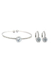 silver shiny crystal bracelet earring set