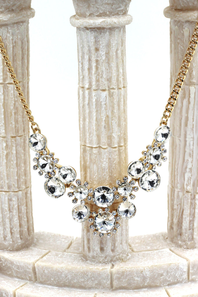 fashion circle crystal golden necklace earrings sets