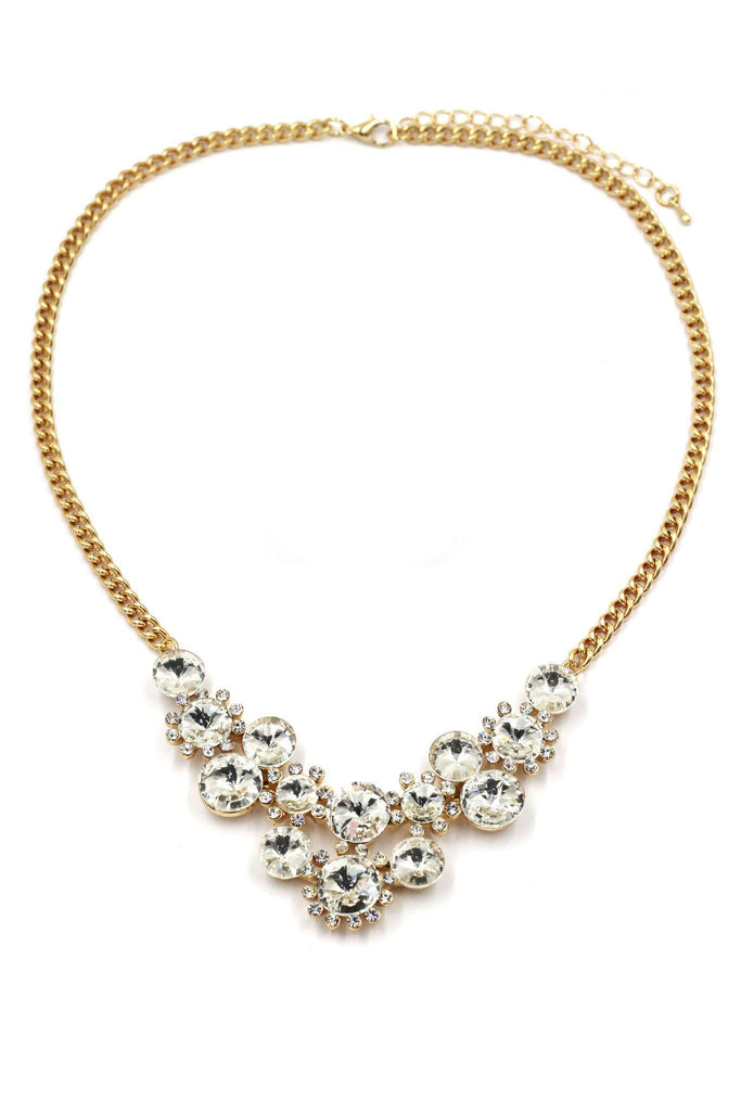 fashion circle crystal golden necklace