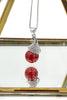red pendant crystal bead necklace earrings set