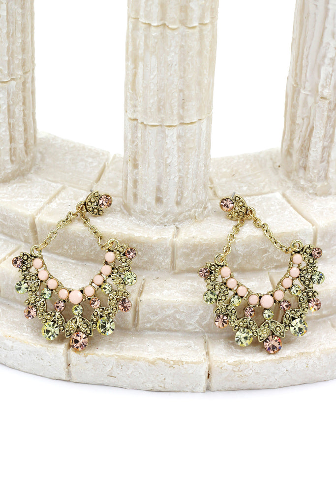elegant crystal pendant gold earrings