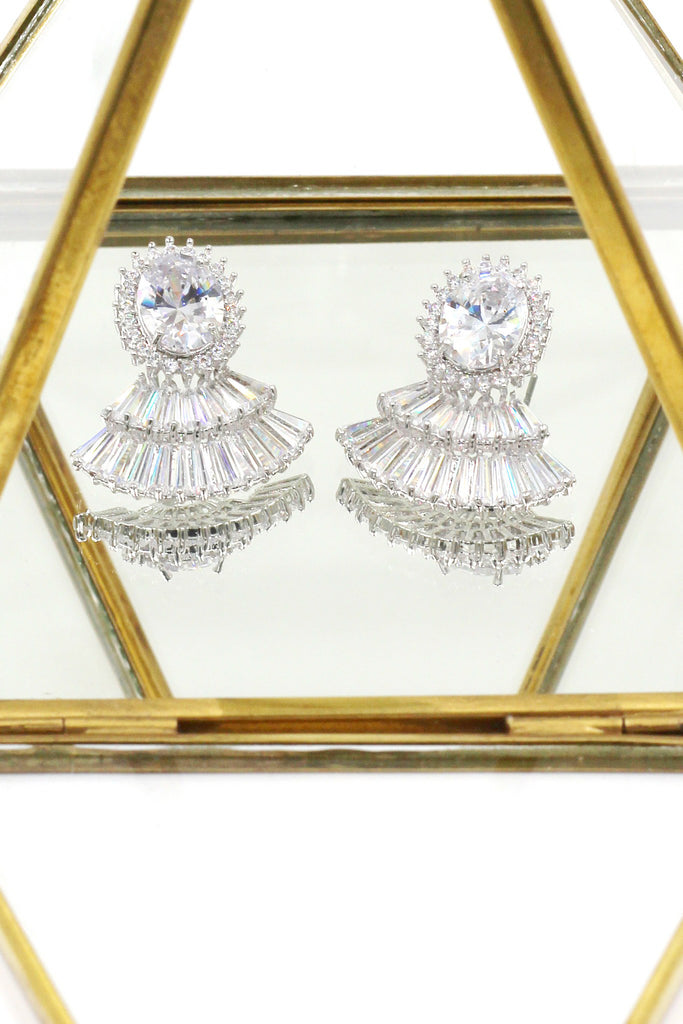 scalloped crystal earrings necklace set