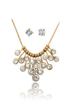 golden elegant crystal earrings necklace set