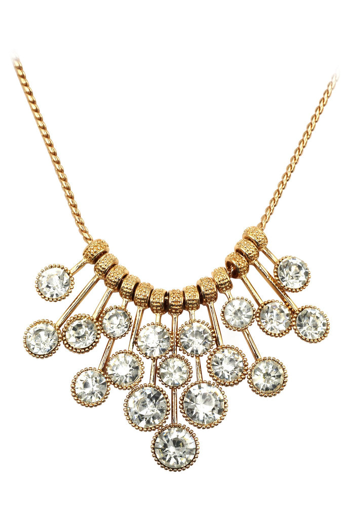 gold small pendant crystal necklace earrings set
