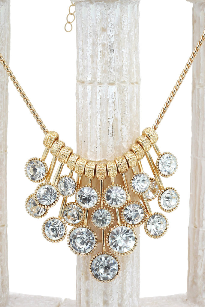 elegant gold crystal necklace earrings set