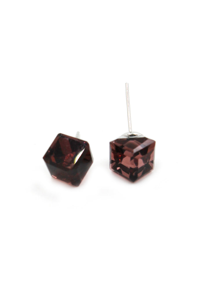 square crystal stud earrings