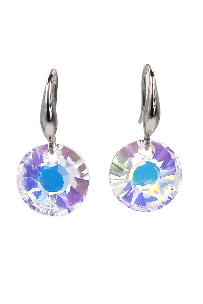 single bare crystal silver earrings