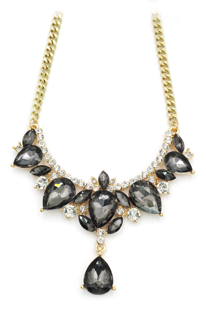 Luxury pendant crystal gold necklace set