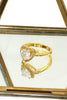 golden shiny crystal heart ring