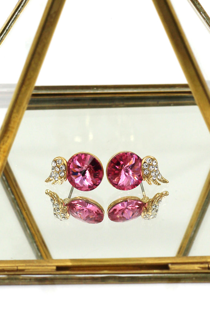 elegant colorful crystal necklace wings earrings set