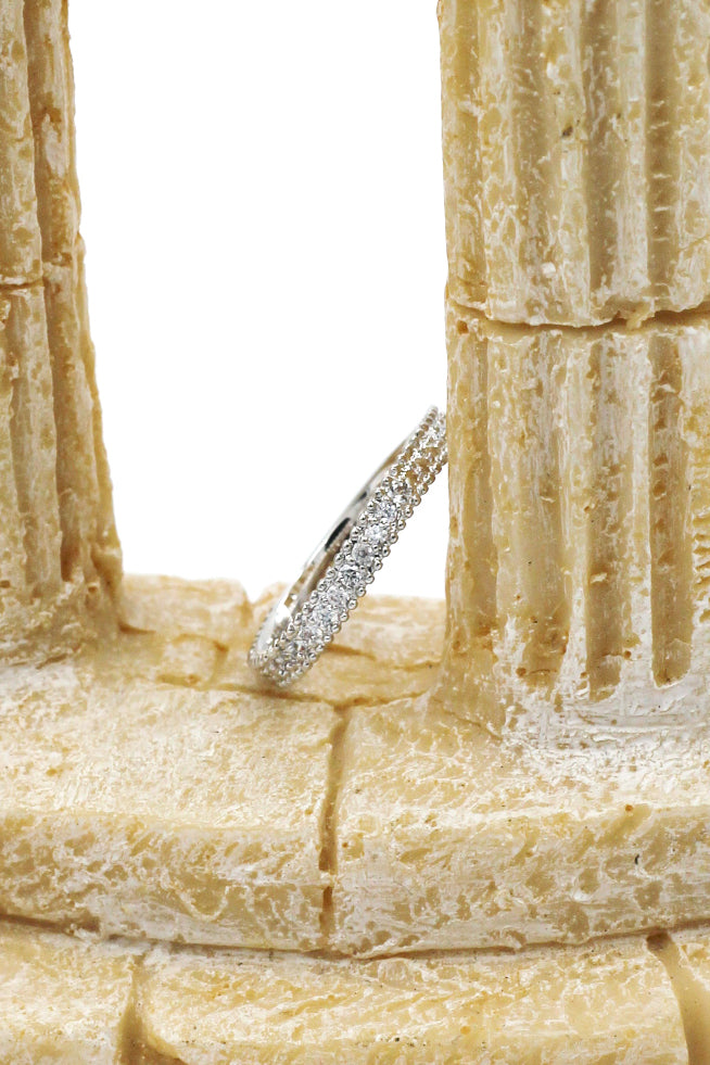 fashion small crystal silver ring