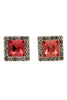 bright ruby square crystal gold earrings