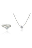 four prong crystal ring necklace set