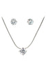 small single crystal silver necklace earrings set