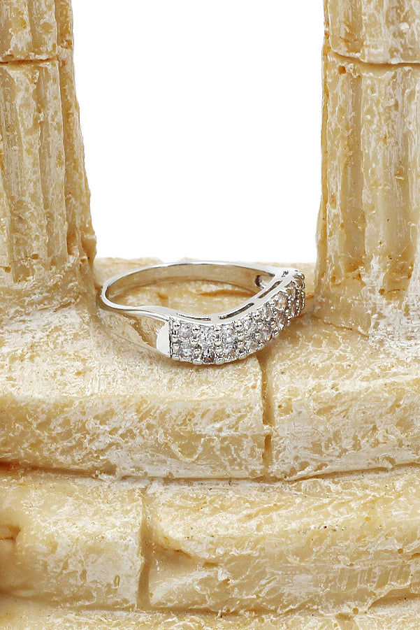 fashion curve crystal silver ring