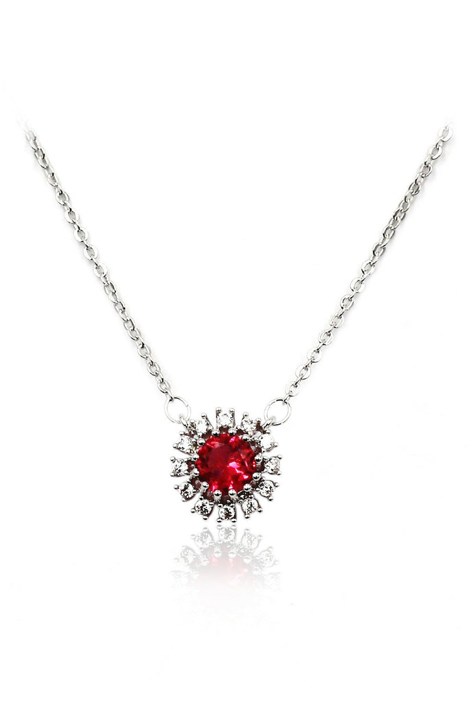 red small crystal open ring necklace set