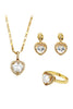 love heart crystal gold three piece set