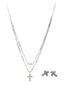 silver cross pearl double chain set