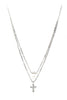 silver cross pearl double chain set