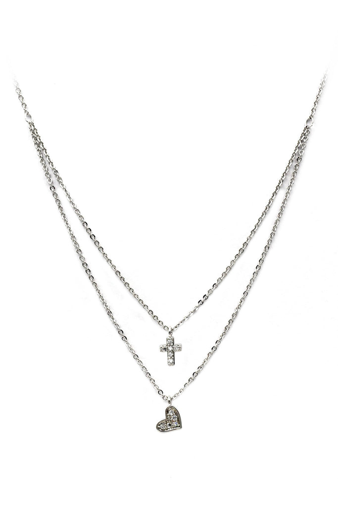 small cross crystal earring necklace set