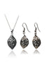 hollow crystal leaf earring necklace set