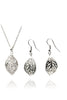 hollow crystal leaf earring necklace set