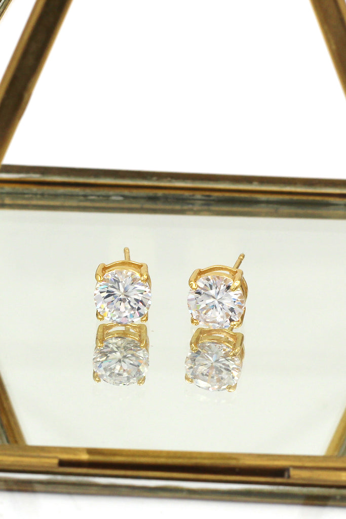 four claw inlaid crystal gold earrings