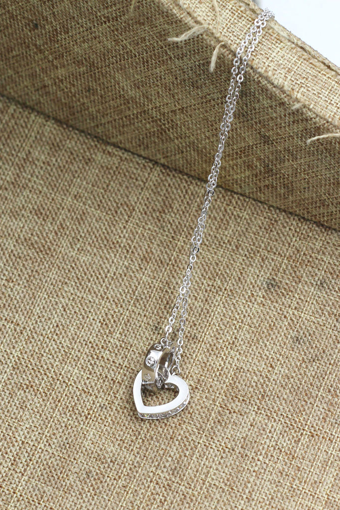 cute heart shaped crystal earrings necklace set