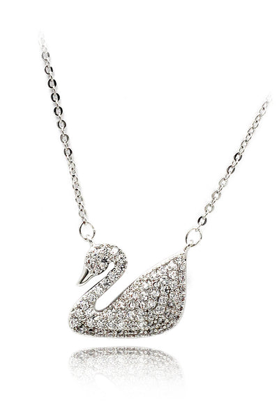single swan crystal necklace