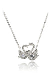 fashion swan love crystal necklace ring set