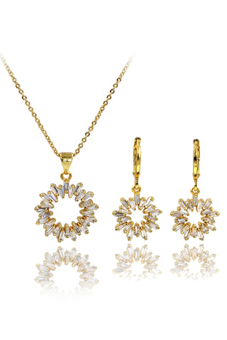 scalloped crystal earrings necklace set