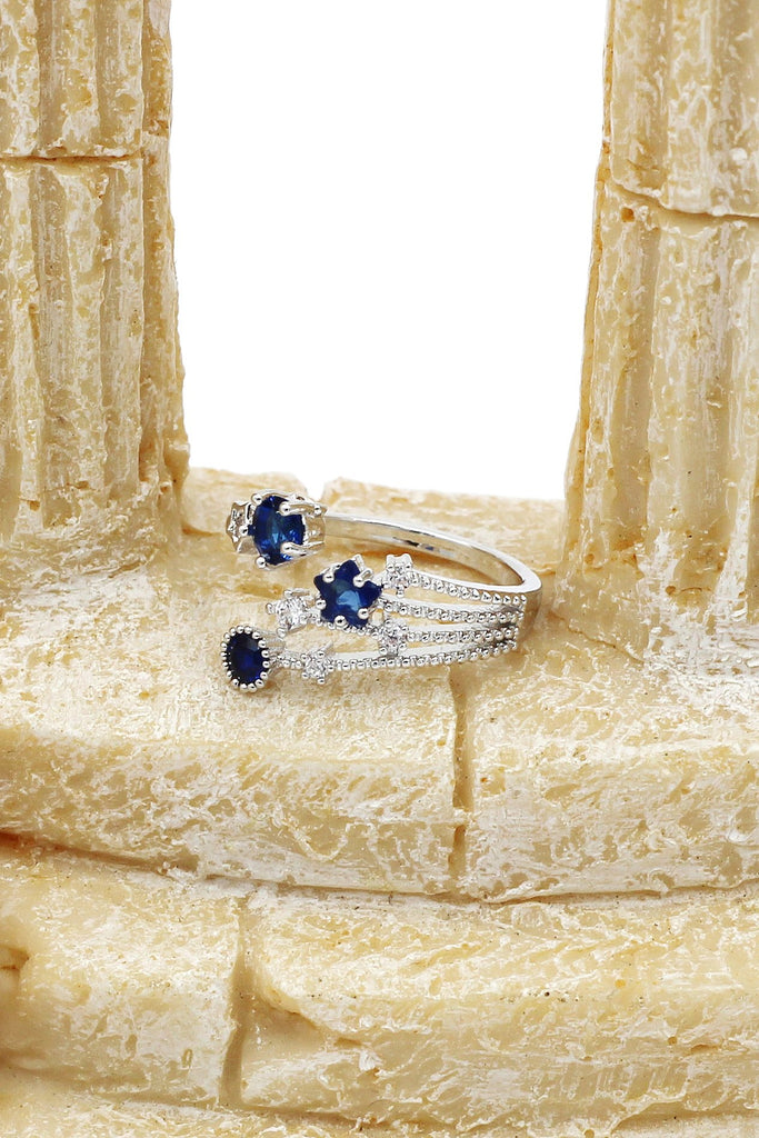 blue star crystal ring earring set