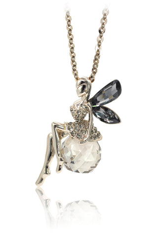 elegant sparkling white crystal necklace