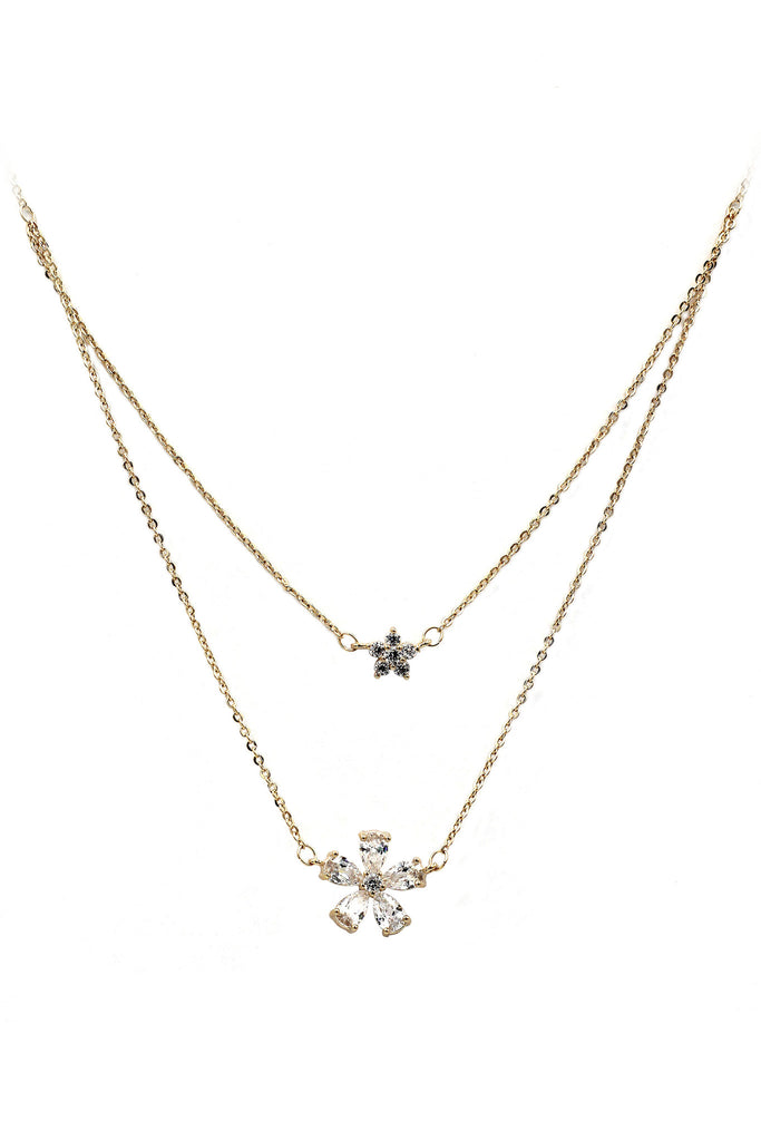 duplexes mini flowers crystal necklace