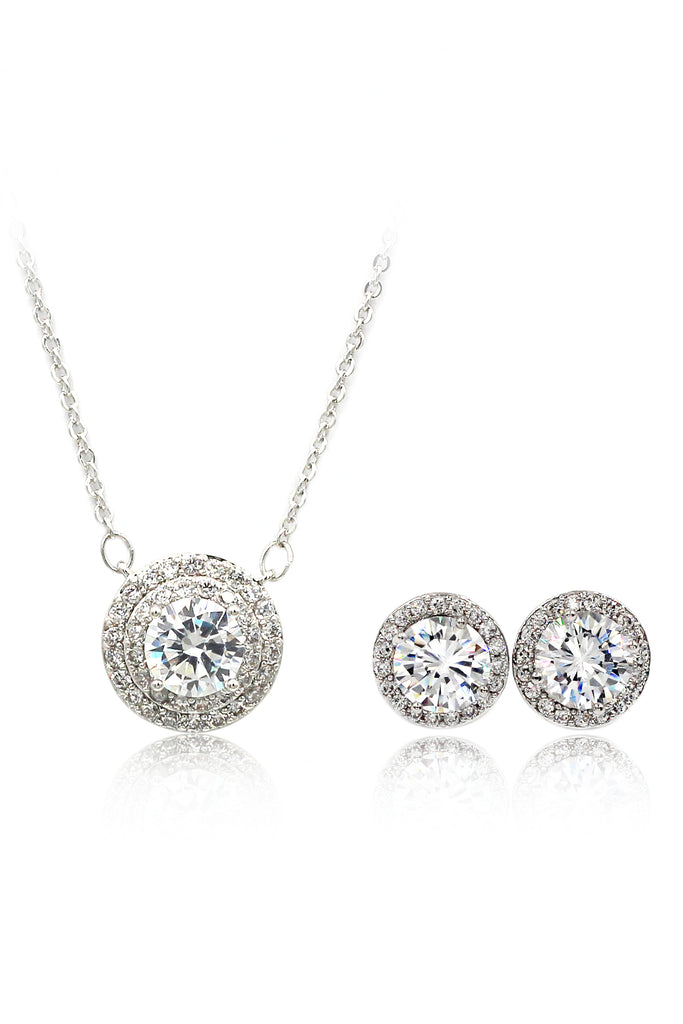 sparkling crystal clavicle necklace earrings set