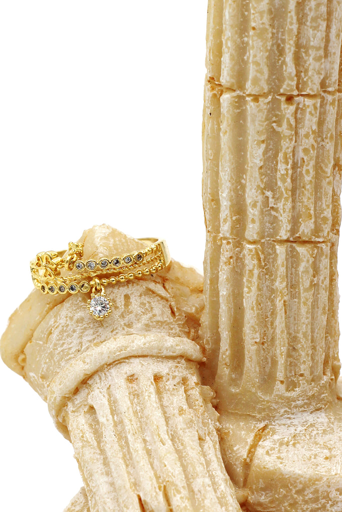 fashion mini crystal golden ring