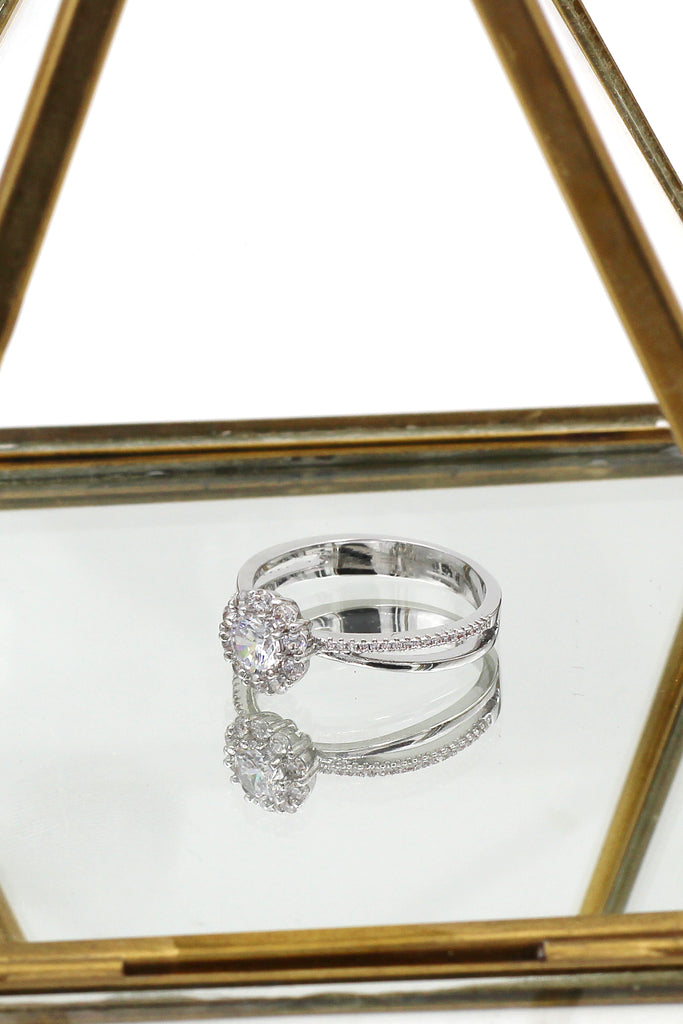 sparkling beloved crystal silver ring