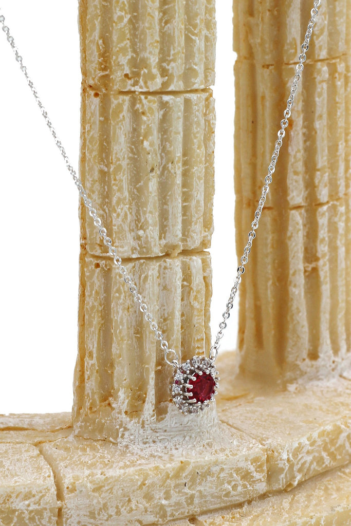 red small crystal open ring necklace set