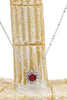 red small crystal open ring necklace set