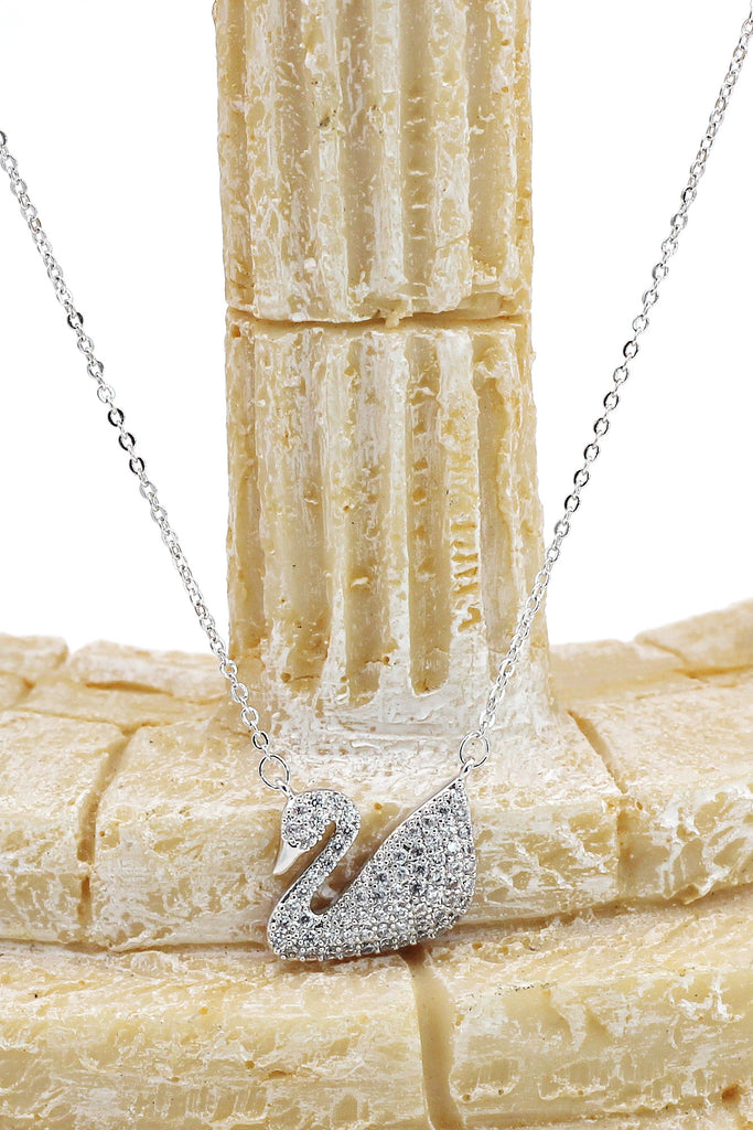 single swan crystal necklace bracelet set