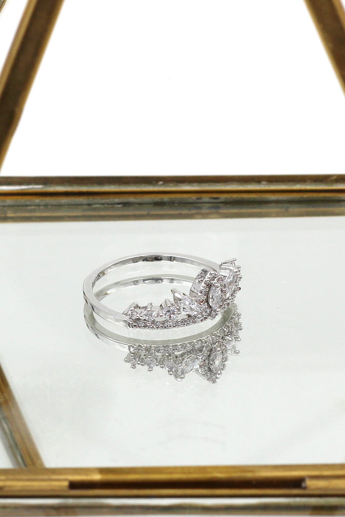 mini crown crystal pearl earring ring set