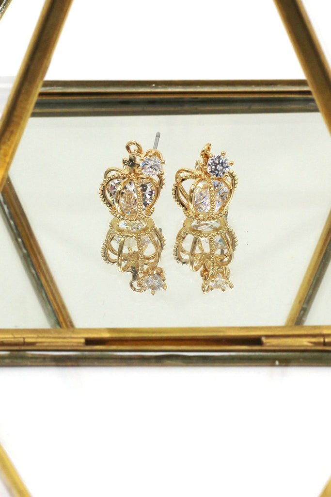 fashion crown crystal earrings necklace set